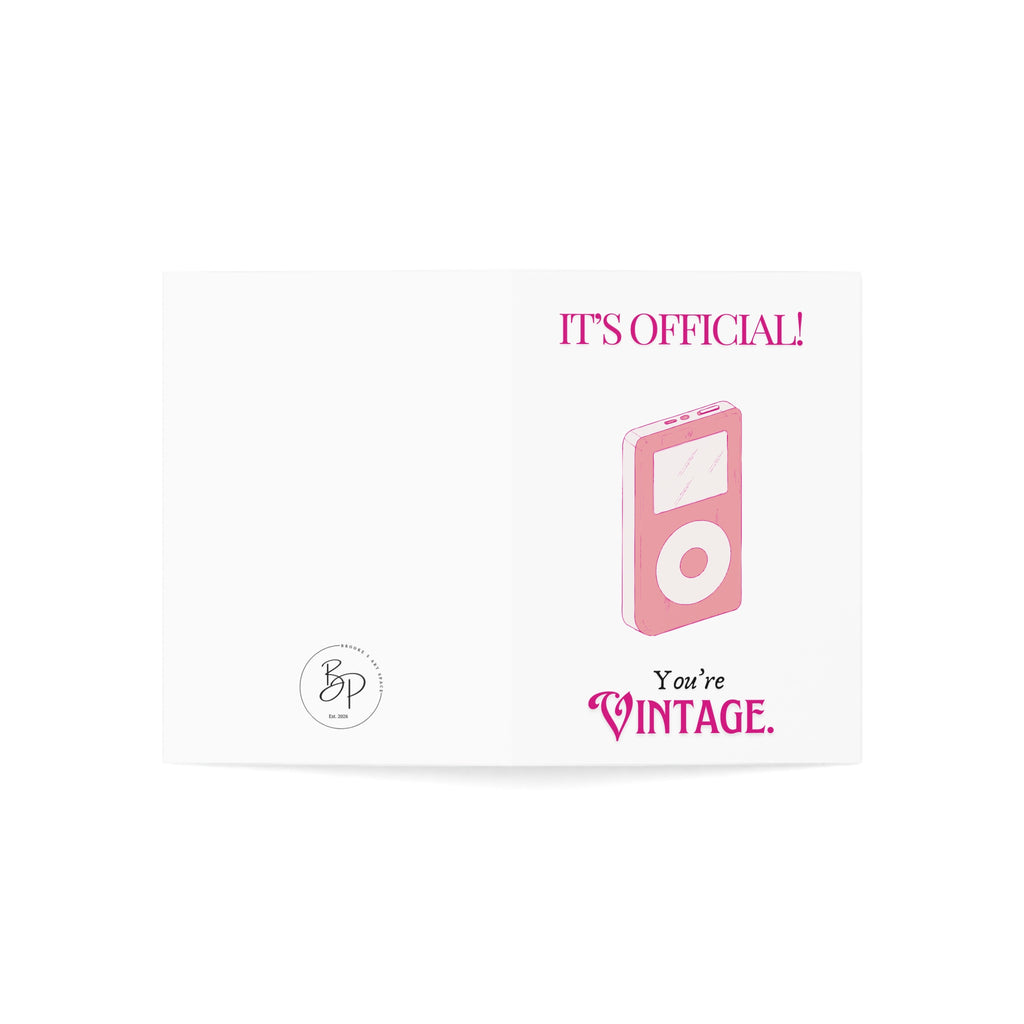Vintage Birthday Greeting Card – “It’s Official! You’re Vintage” Retro iPod Design