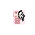 Scream Mask with Pink Rotary Phone Kiss-Cut Sticker | 'Soo.. You Got A BF?'