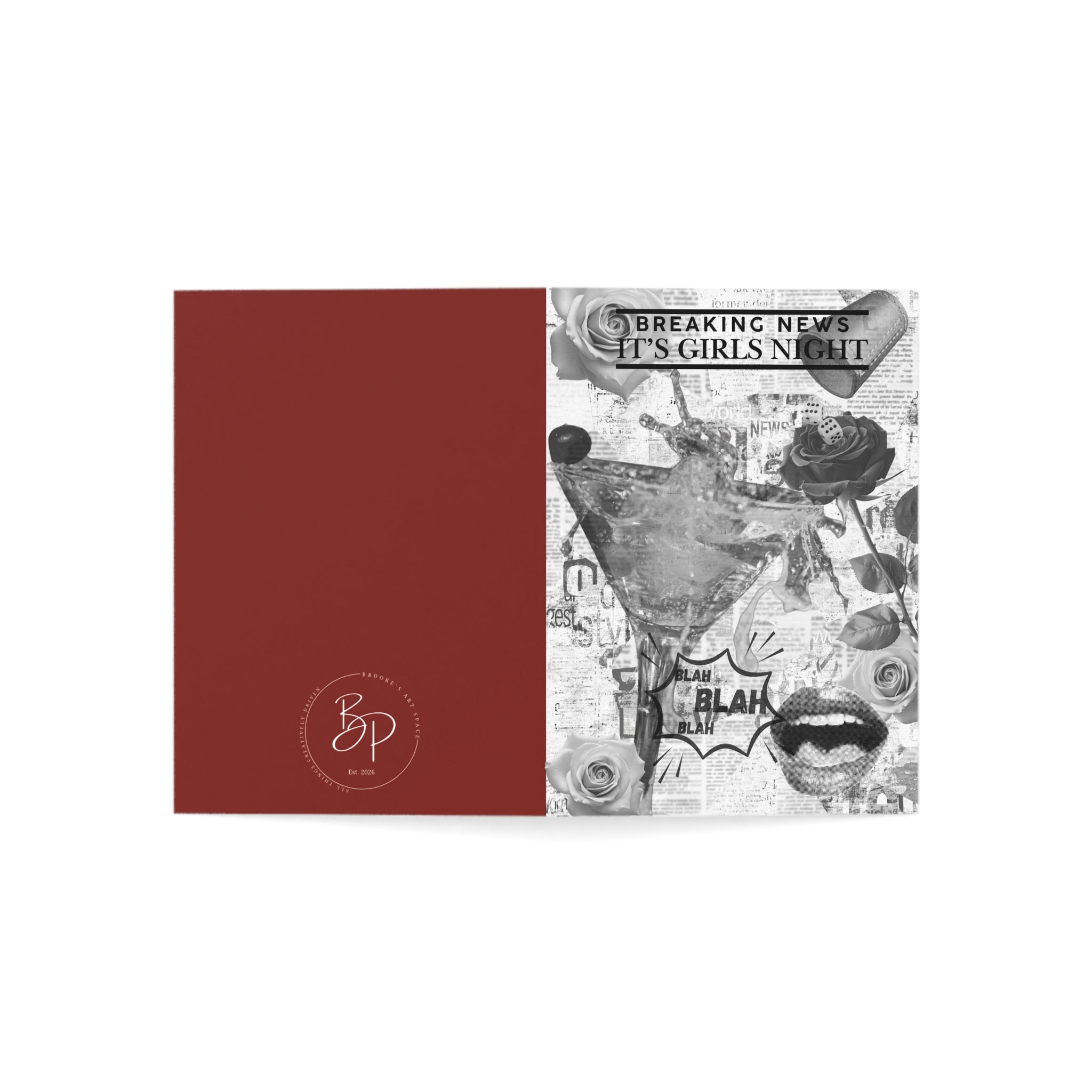Girls Night Collage Greeting Card — Fun Bachelorette, Party, Girls Night Invite Card (Pack of 1, 10, 30, 50)