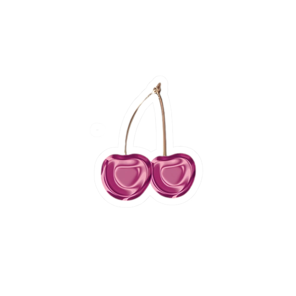 Y2K Pink Cherry Kiss-Cut Stickers | Glossy Fruit Decal