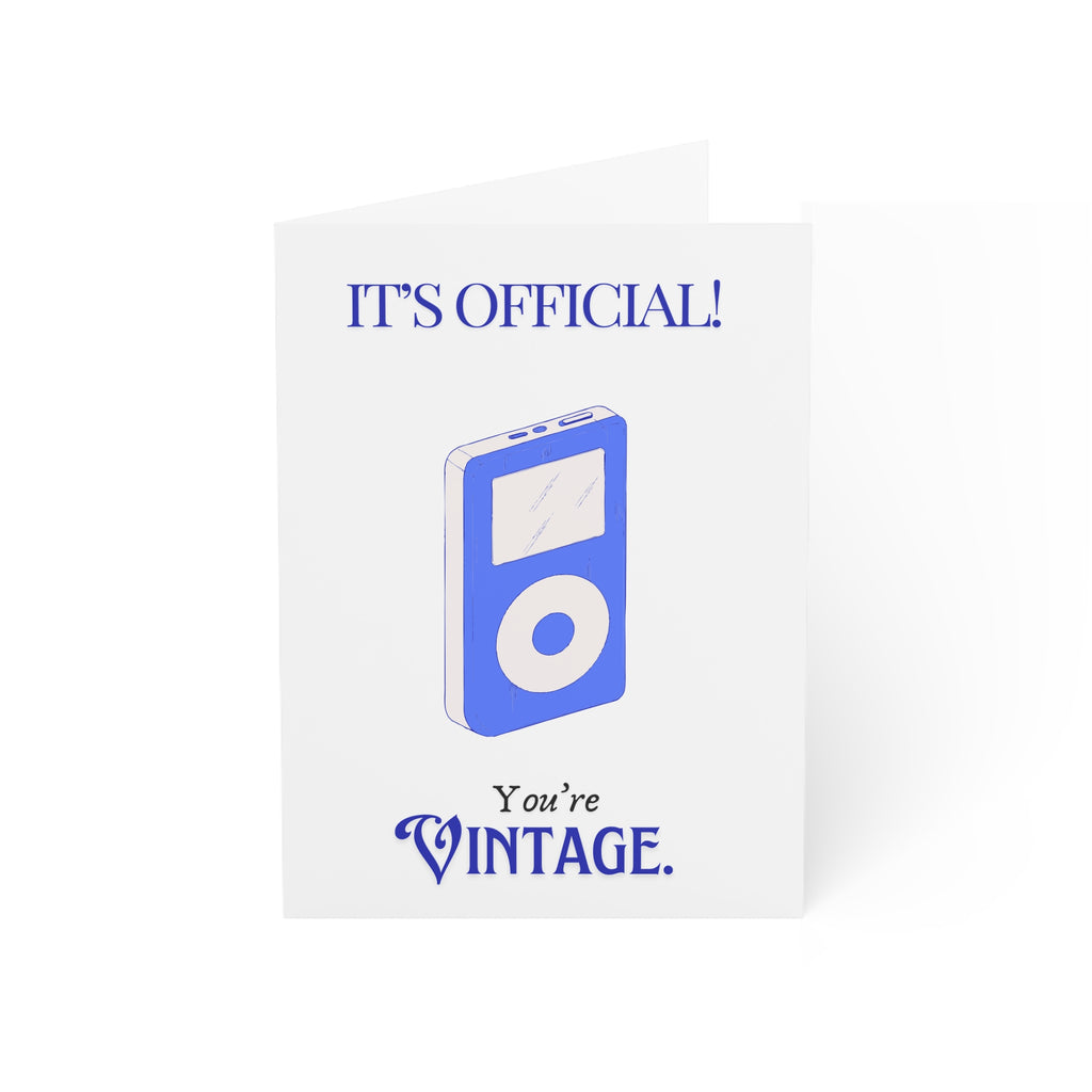 It's Official! You’re Vintage. Birthday Greeting Card — Retro iPod 1/10/30/50-Pack