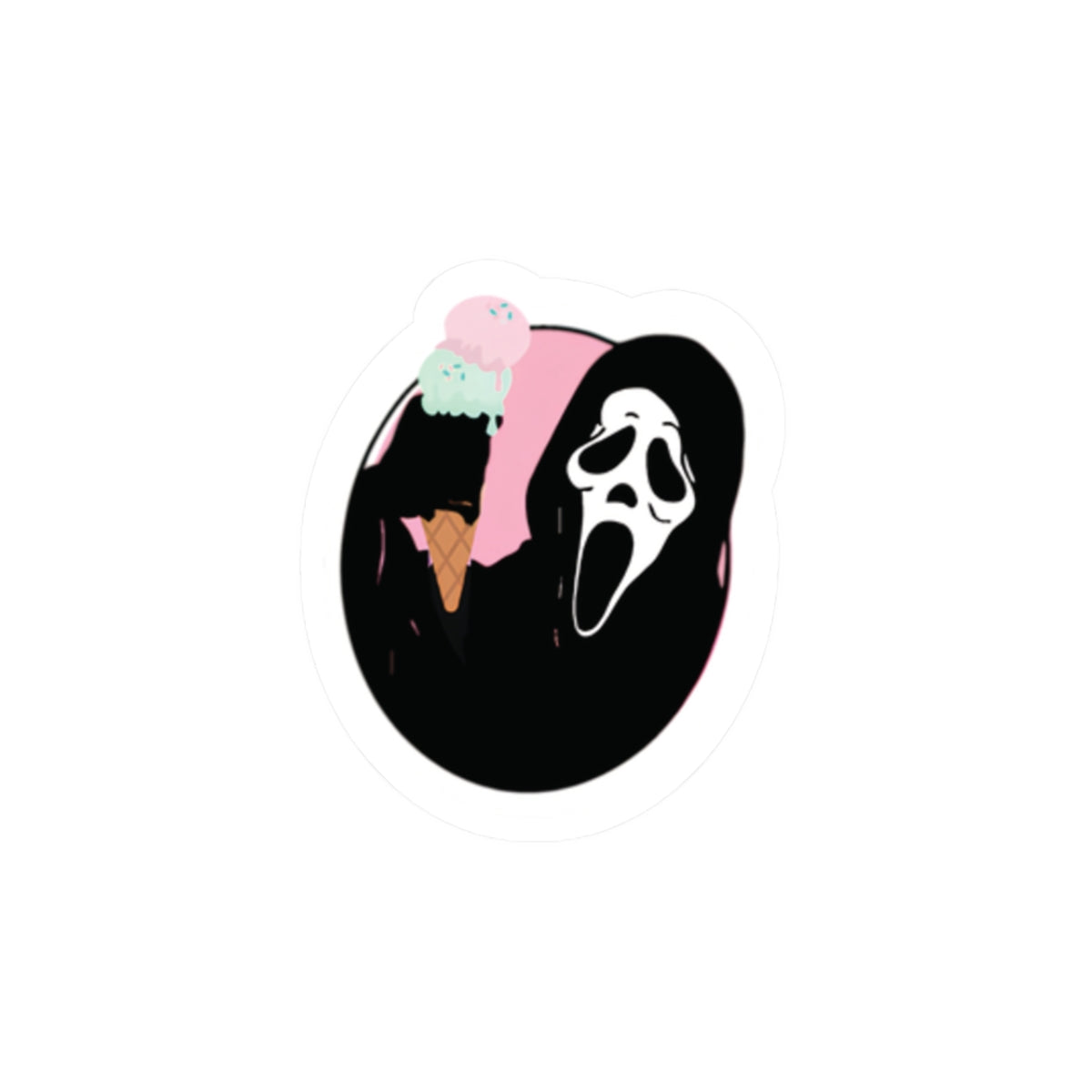 Scream Ghost with Ice Cream Cone Sticker | Kiss-Cut Horror Cute Vinyl