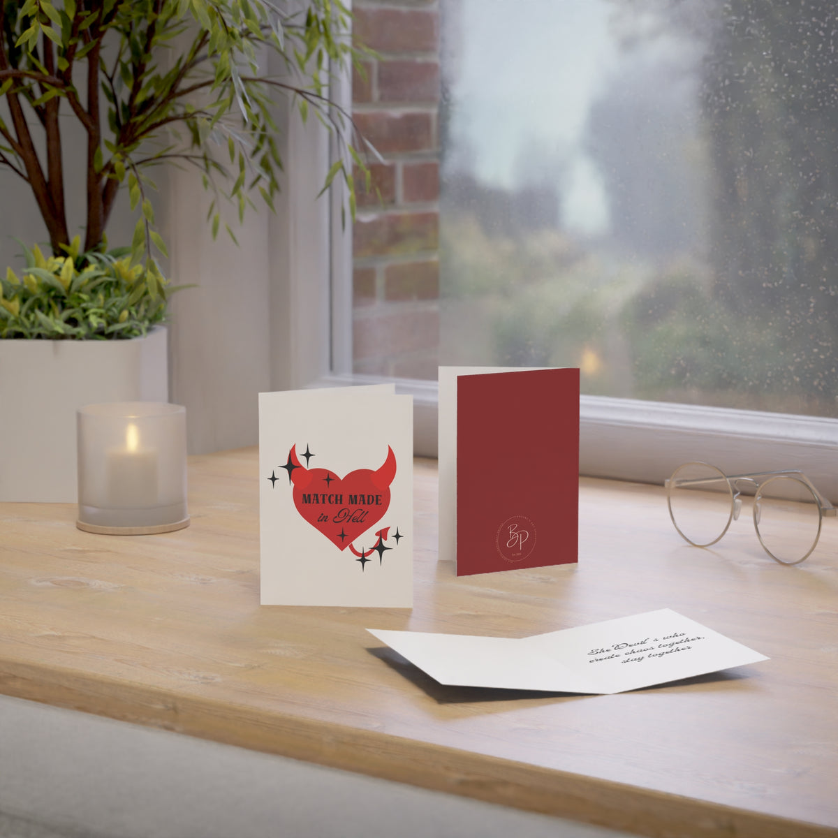 Match Made in Hell Greeting Card — Funny Devil Heart Valentine Galentine Card