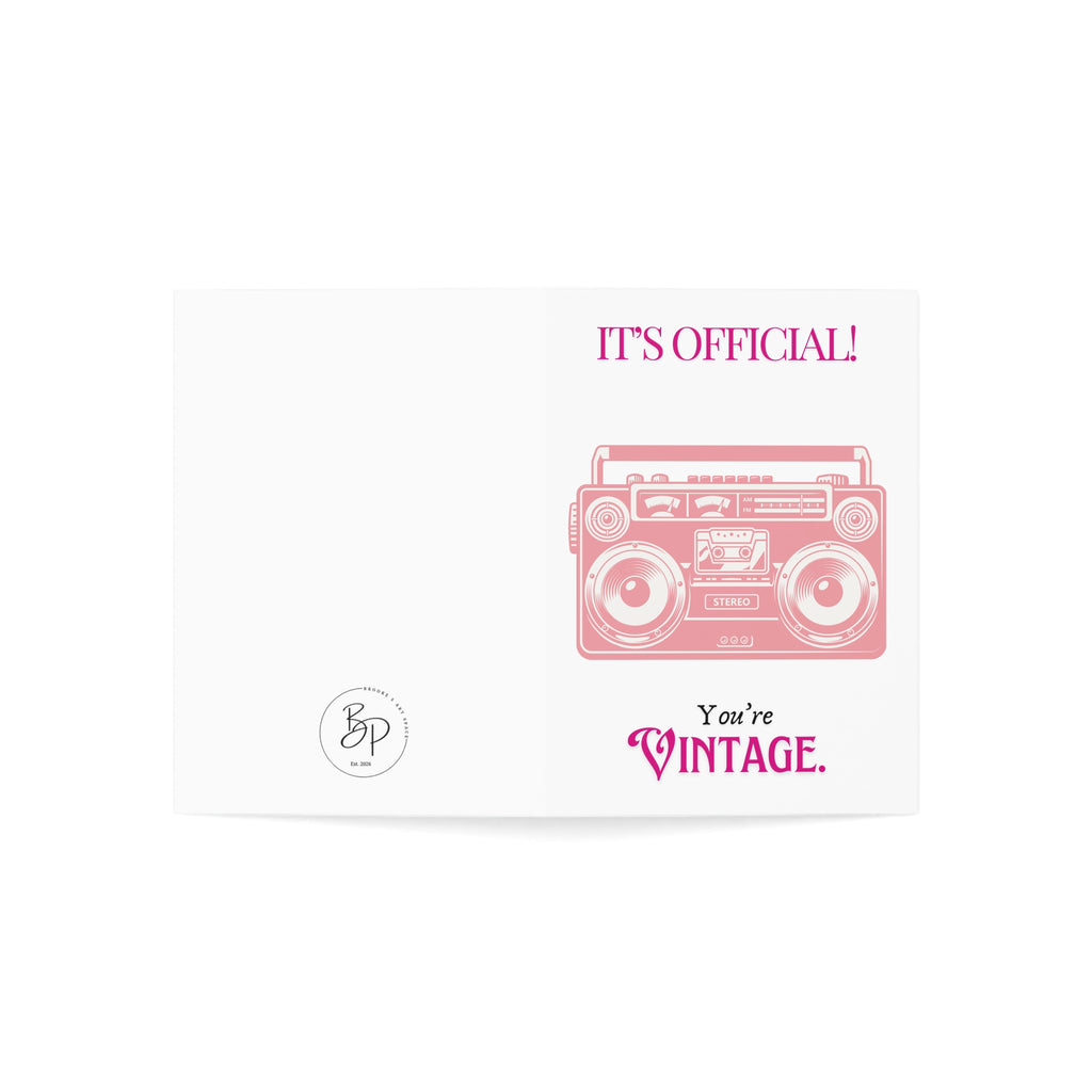 Vintage Boombox Birthday Greeting Card - "It's Official! You're Vintage."