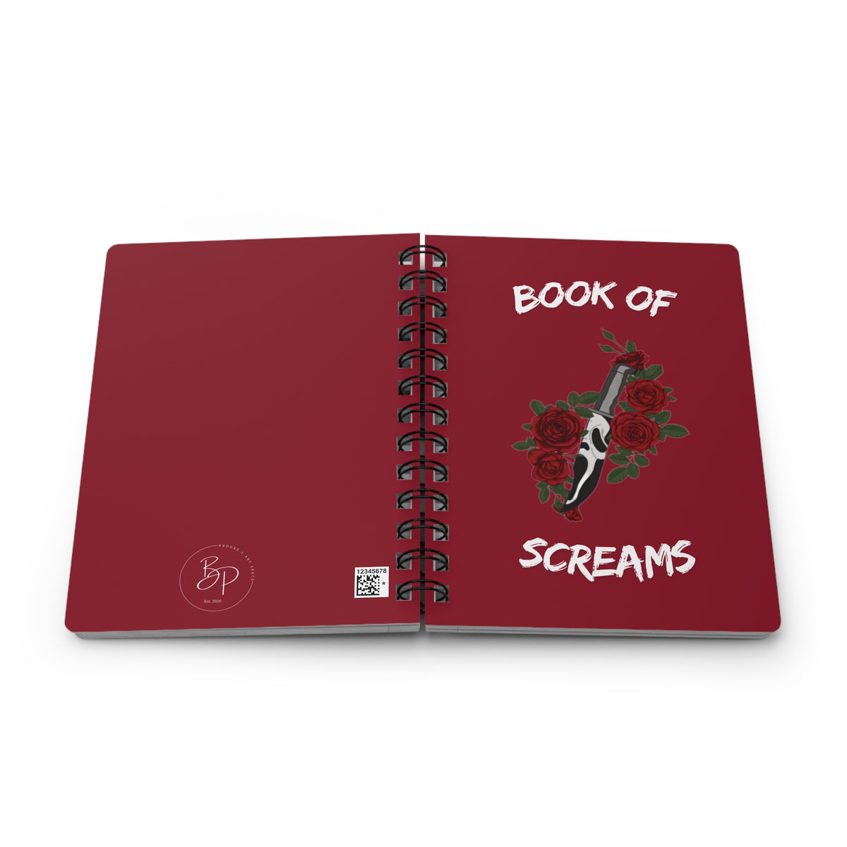 Book of Screams Spiral Journal | Ghost-Face Floral Dagger Notebook