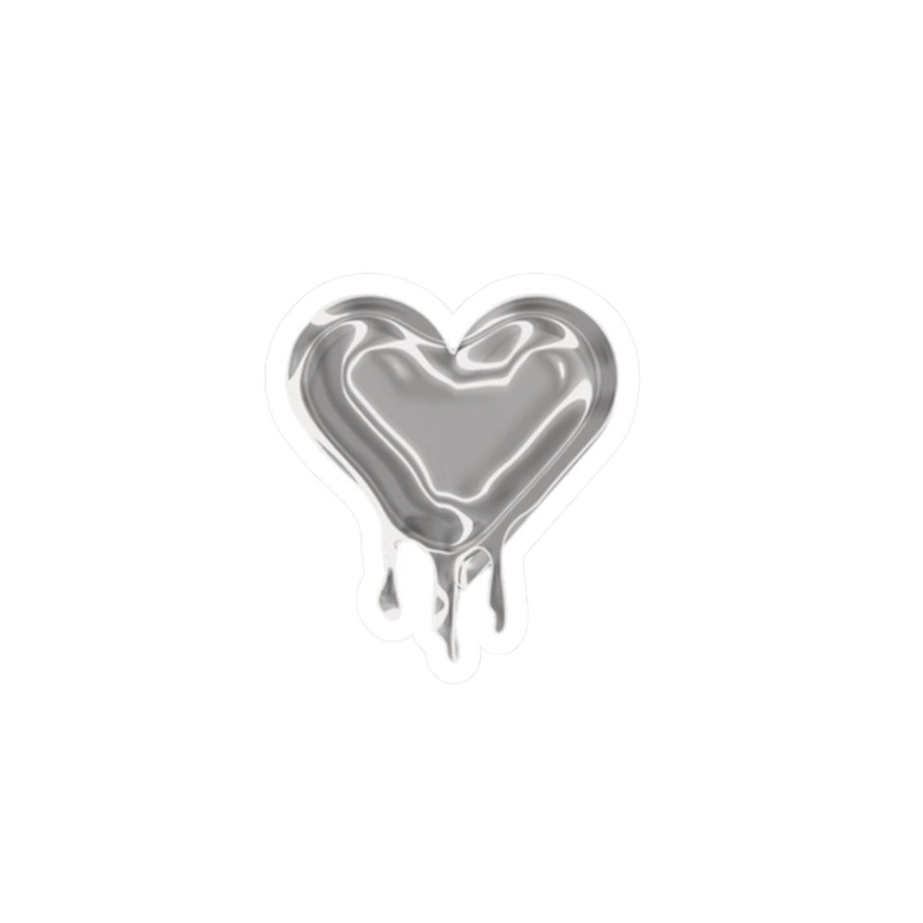 Silver Dripping Heart Kiss-Cut Stickers | Metallic Heart Sticker