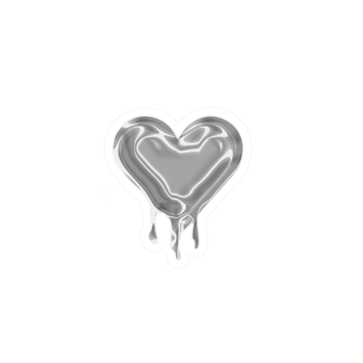 Silver Dripping Heart Kiss-Cut Stickers | Metallic Heart Sticker