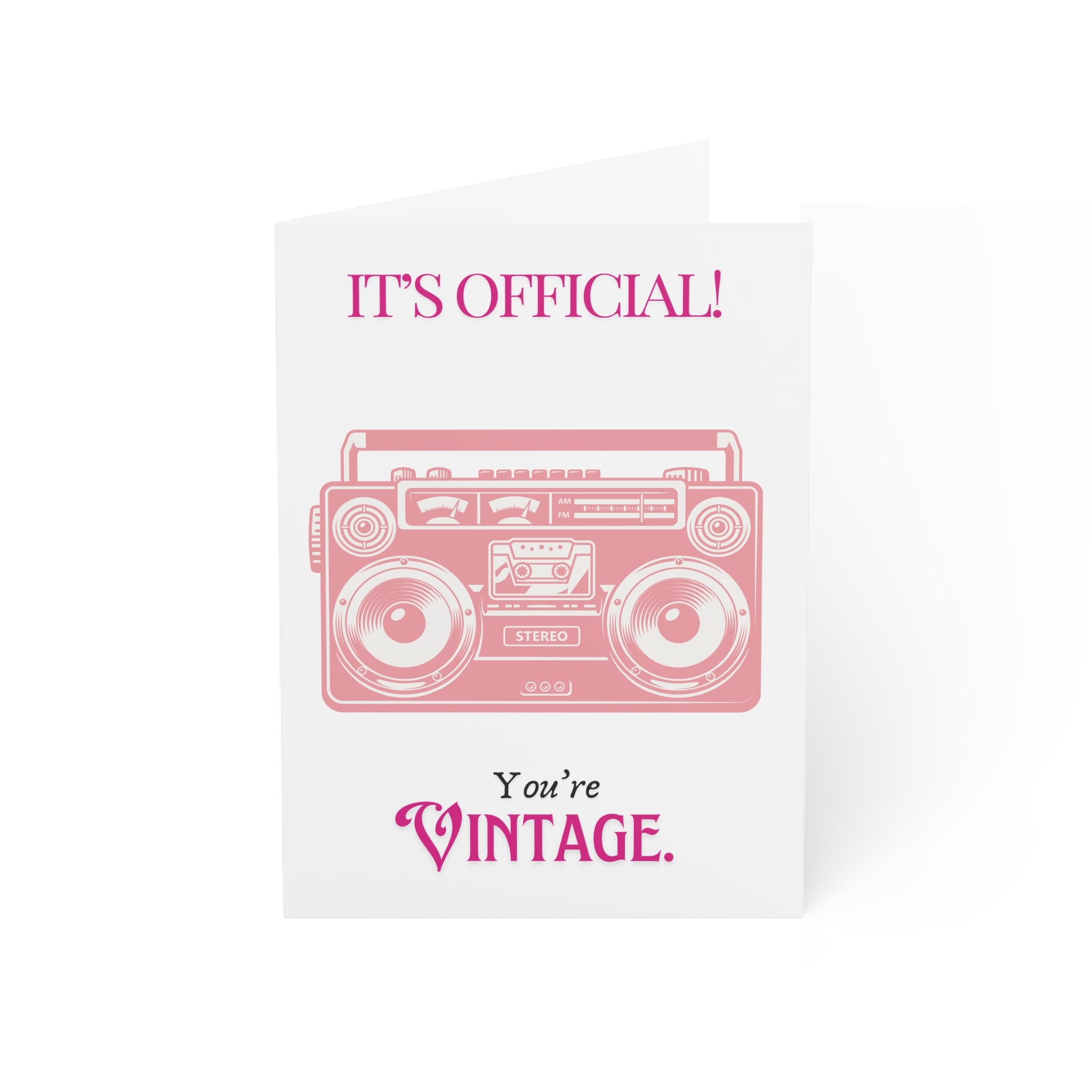 Vintage Boombox Birthday Greeting Card - "It's Official! You're Vintage."