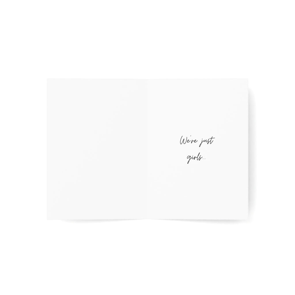 Greeting Card — "Single / Taken / For the Girls" Lip Print Bachelorette & Galentine’s Party Card (Pack of 1, 10, 30, 50)