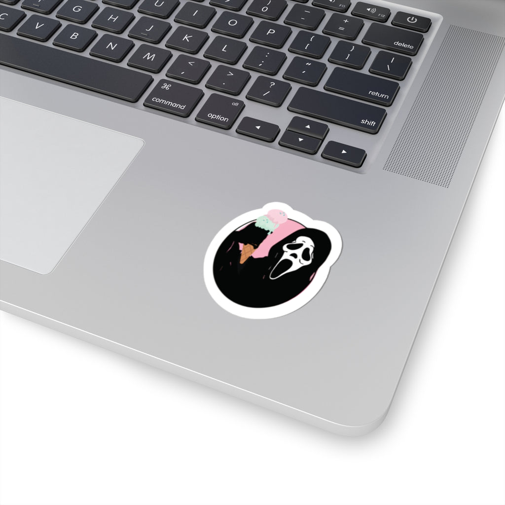 Scream Ghost with Ice Cream Cone Sticker | Kiss-Cut Horror Cute Vinyl