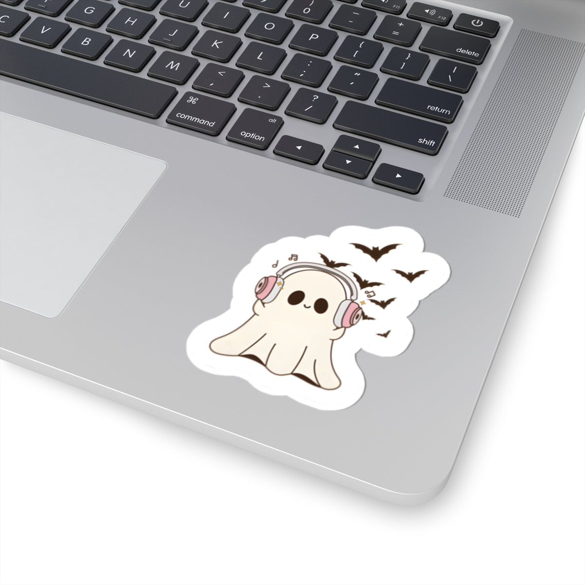 Cute Ghost with Headphones Sticker | Kiss-Cut